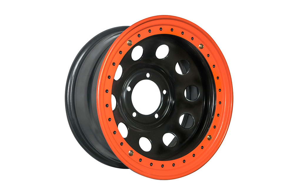 Диск усиленный УАЗ стальной черный 5x139,7 8xR17 d110 ET-19 с бедлоком (оранжевый)