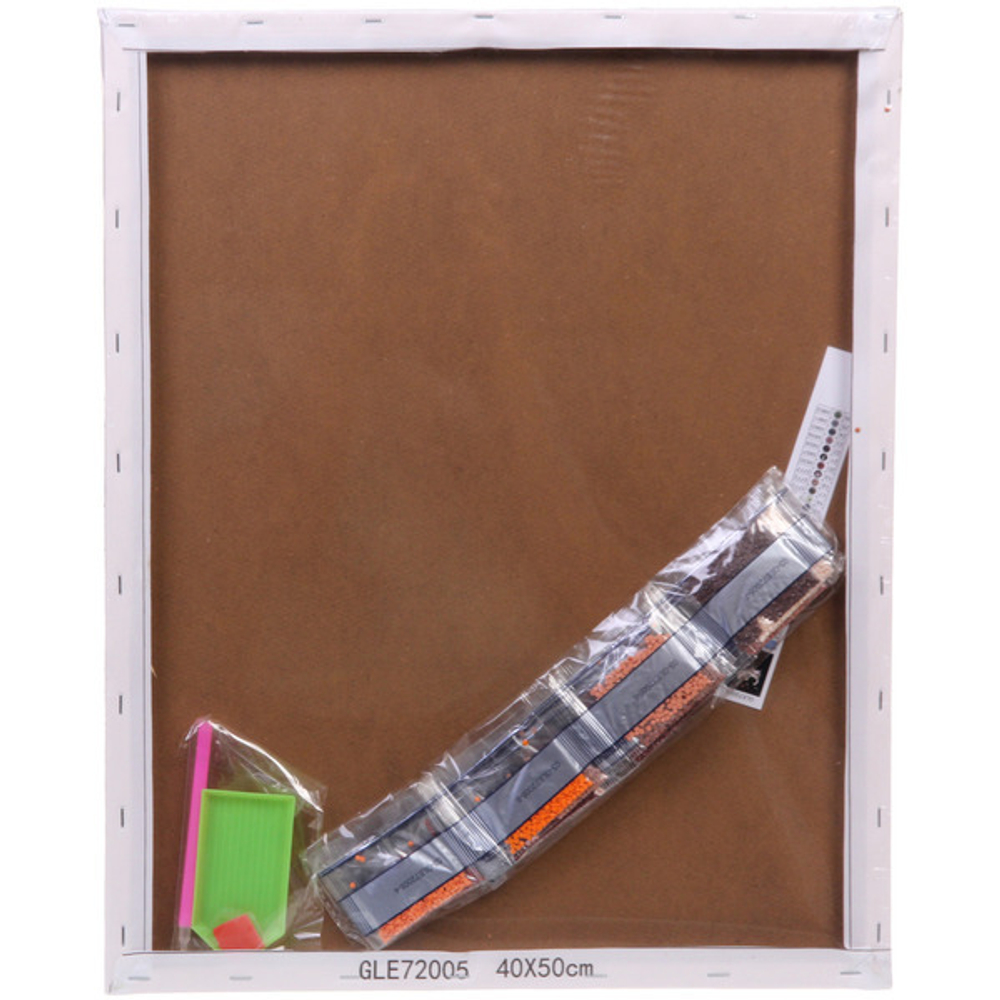 Алмазная мозаика на подрамнике с полным заполнением «МИР ЯРКИХ КРАСОК», сова, 40*50см