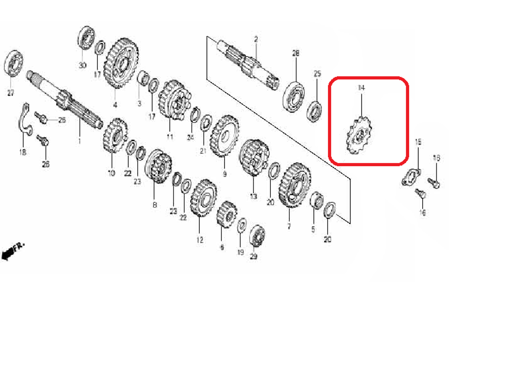 23801-KCT-690. SPROCKET, DRIVE (14T)
