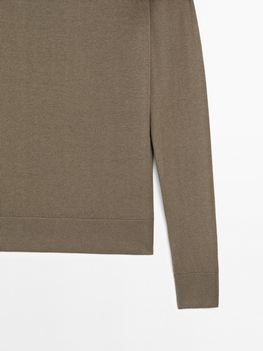 Massimo Dutti Свитер из смесового хлопка, кротово-коричневый