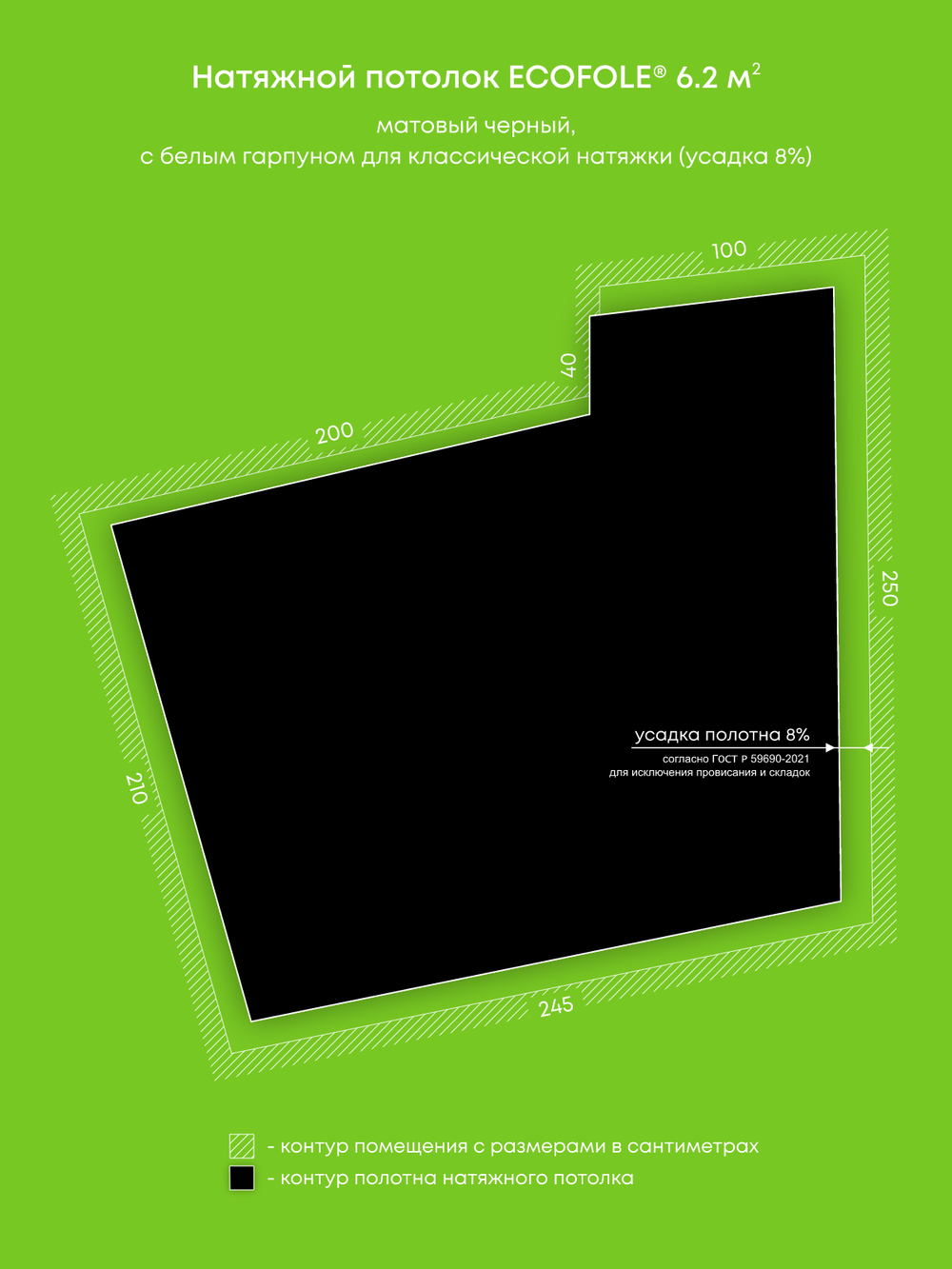 Натяжные потолки 6 м2, 6.2 м2
