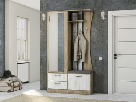 Аэлита 5 прихожая Дуб Серый Крафт/Дуб Белый Крафт (Набор)