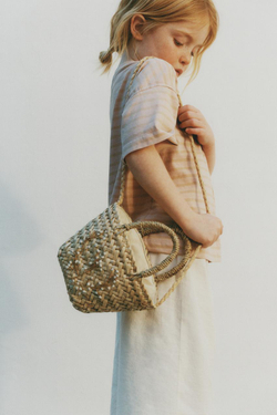 ZARA СУМКА С ЦВЕТОЧНЫМ ПРИНТОМ, ПЕСОЧНО-КОРИЧНЕВЫЙ