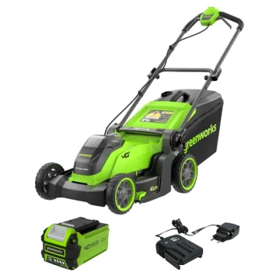 Аккумуляторная газонокосилка Greenworks GD40LM411K2 40В (1 x 2 Ач, ЗУ) нож 41 см, 2521007UA