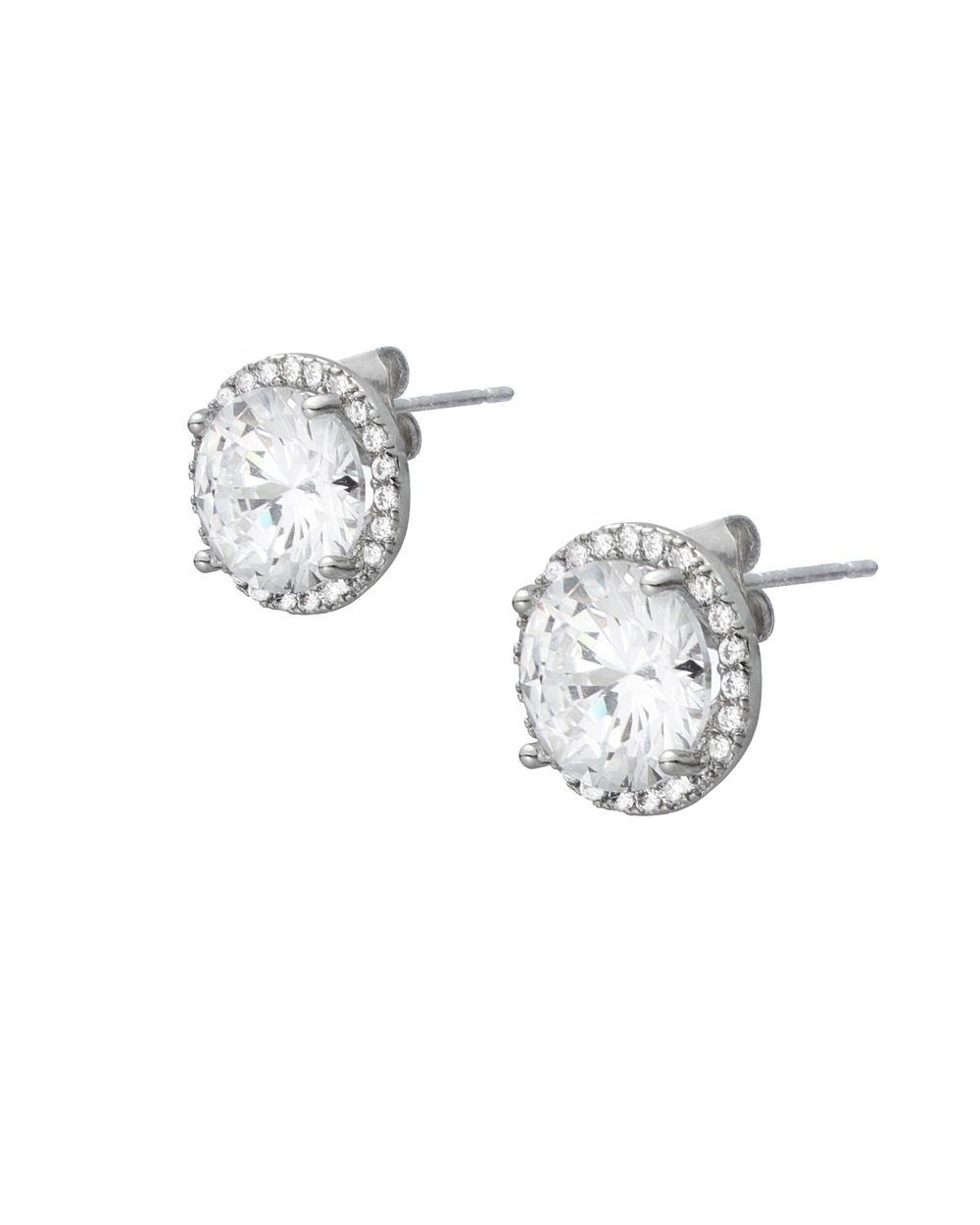 серьги круглые с цирконом, серебро