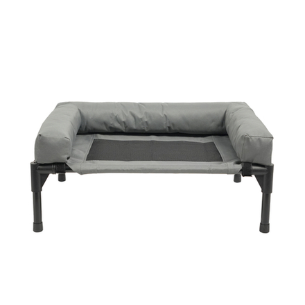 Лежанка-шезлонг каркасная для собак Mr.Kranch Elevated с мягкими бортиками средняя 81х63х27 см серая