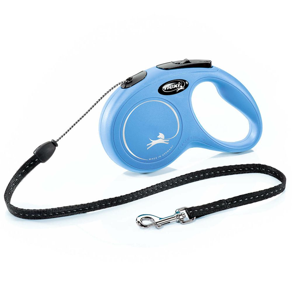 Поводок-рулетка Flexi New Classic S (до 12 кг) 5 м трос синяя Поводок-рулетка Flexi New Classic S (до 12 кг) 5 м трос синяя