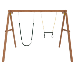 Деревянные качели с трапецией и гибкими качелями