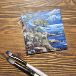 Магнит на холодильник "Сосны на Утесе", акрил, холст, 7,5х7,5см, лак, роспись