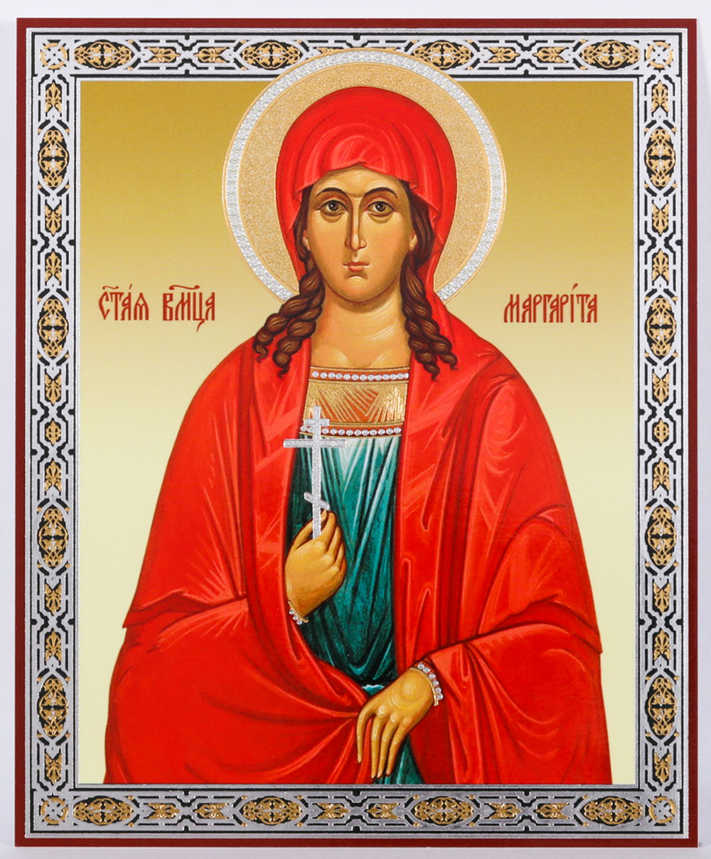 Икона оргалит 11х13 дв/тис Маргарита Антиохийская, вмц. (2)