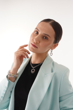 Браслет из Бериллов и серебряной кисточки, silver