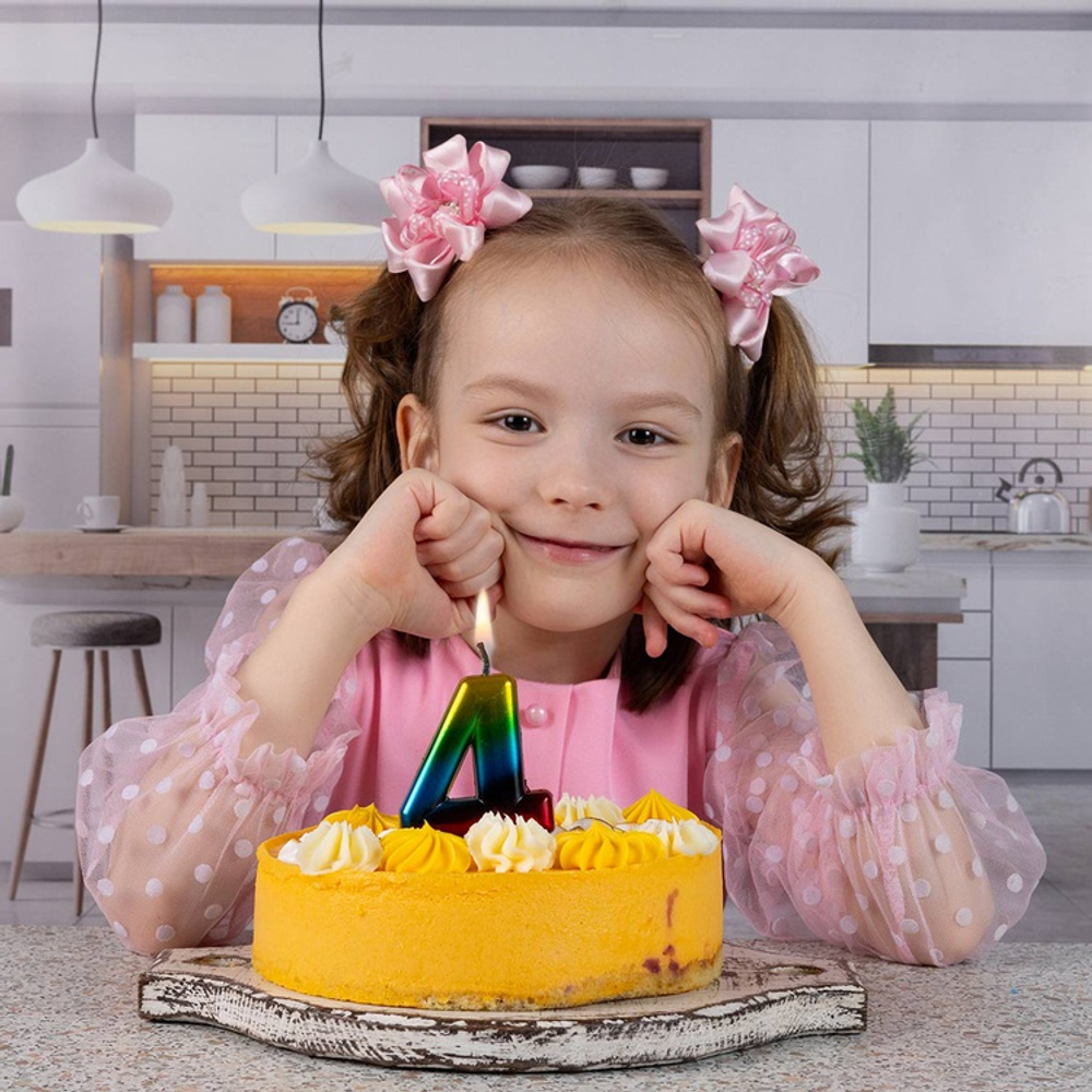 Свечи-цифры Радуга 8 см