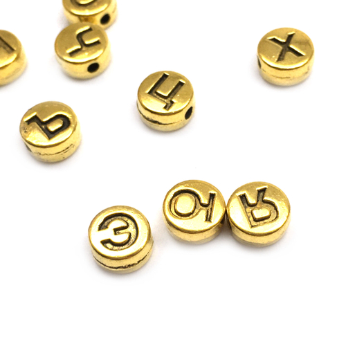 Бусины - буква "Ю" 6 мм, под золото