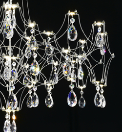 Подвесная люстра светодиодная с пультом и хрустальными подвесками Asfour MyFar Ileria MR2651-57P-50AD