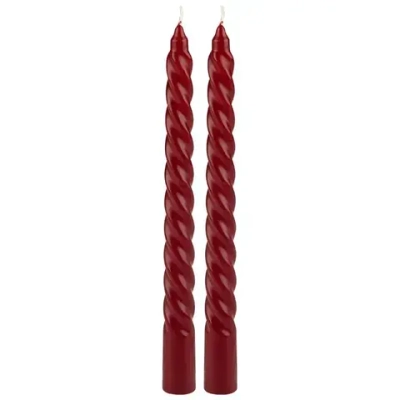 Свечи столовые витые 2шт бордо