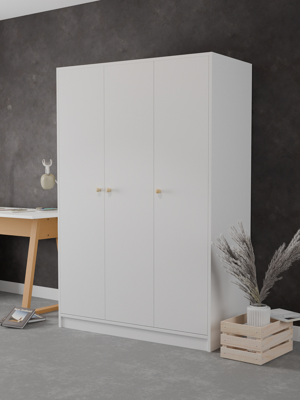 Шкаф 120х55х175, Марм, распашной, для одежды, в прихожую, ванную, белый, Dipriz
