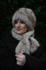 Шапка кубанка + меховой шарф/повязка мускатный орех