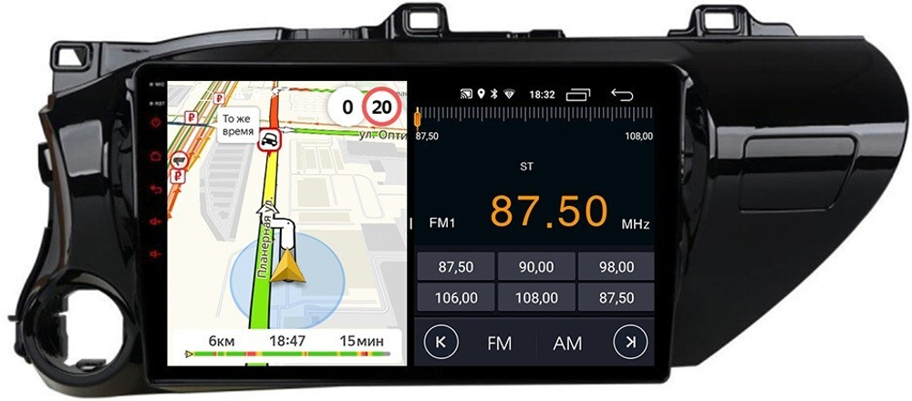 Магнитола Toyota Hilux 8 2015-2023+ - Parafar PF063LUX2FHD на Android 13, 8-ядер, 2Гб+32Гб, CarPlay, 4G SIM-слот
