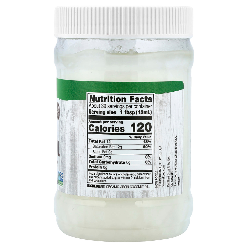 NOW Foods, Real Food, органическое кокосовое масло холодного отжима, 591 мл (20 жидк. унций)