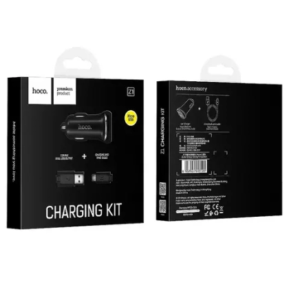 АЗУ с кабелем micro 2USB 2.1A HOCO Z1 black