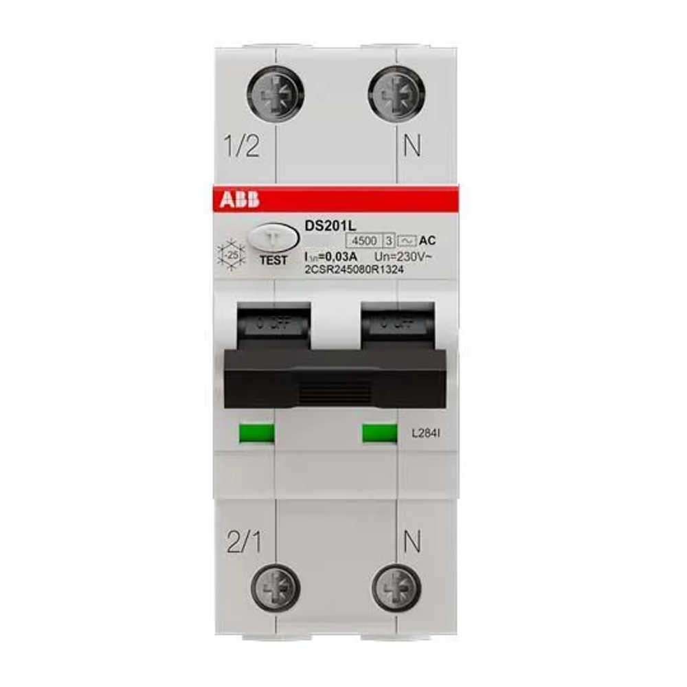 Дифференциальный автомат ABB DS201 2П 30 мА C 6 кА AC электромеханический 40 А