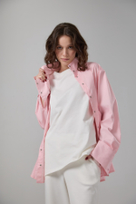 Рубашка оверсайз трансформер розовая