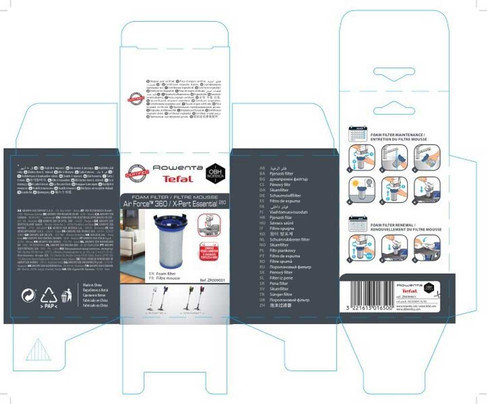 Поролоновый фильтр Tefal ZR009001