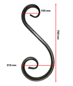 кованый элемент волюта 700х105х310