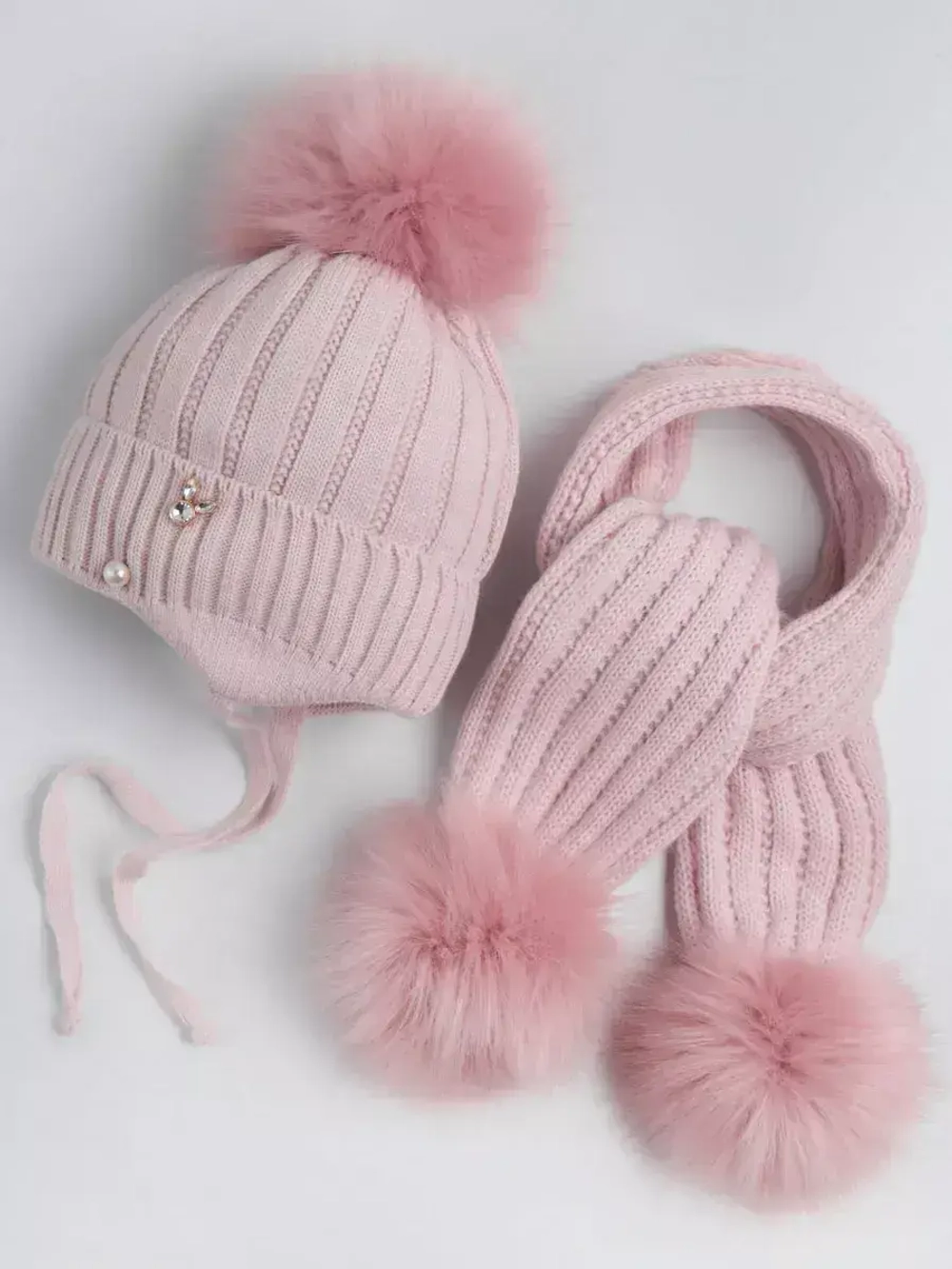 Шапка для девочки зимняя вязаная и шарф