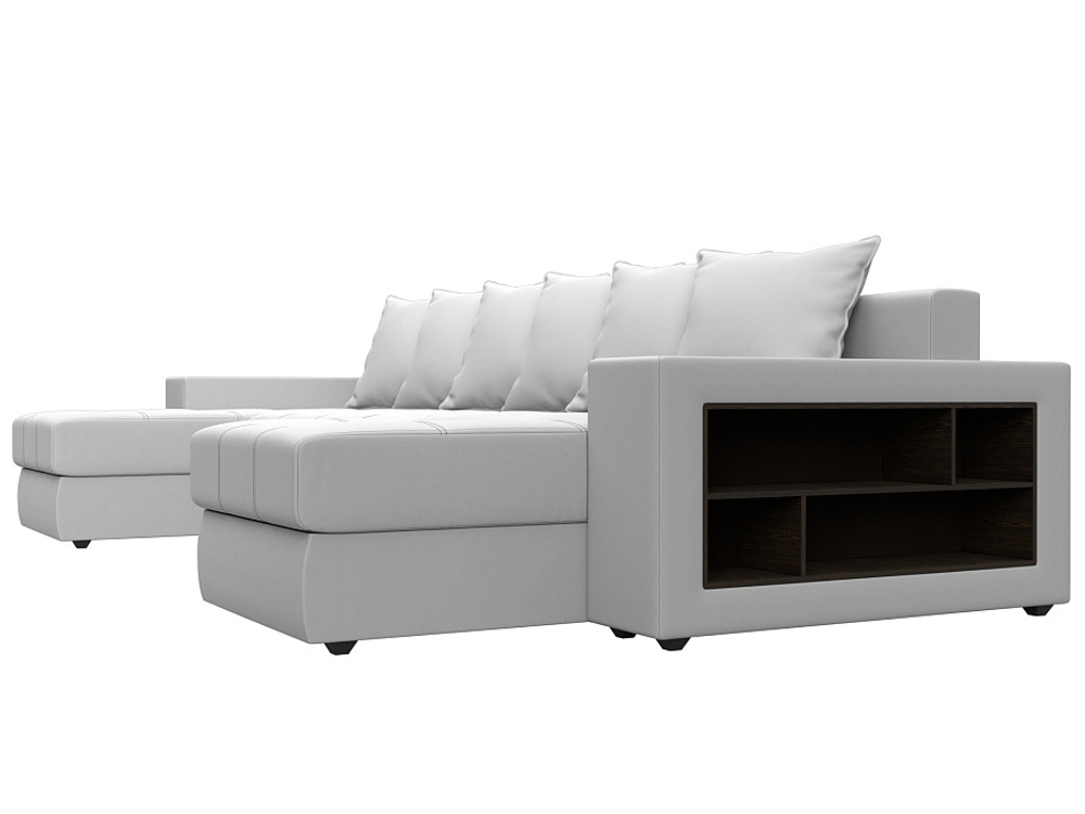 Диван П-образный Дубай полки справа, Белый, Экокожа, 31519R