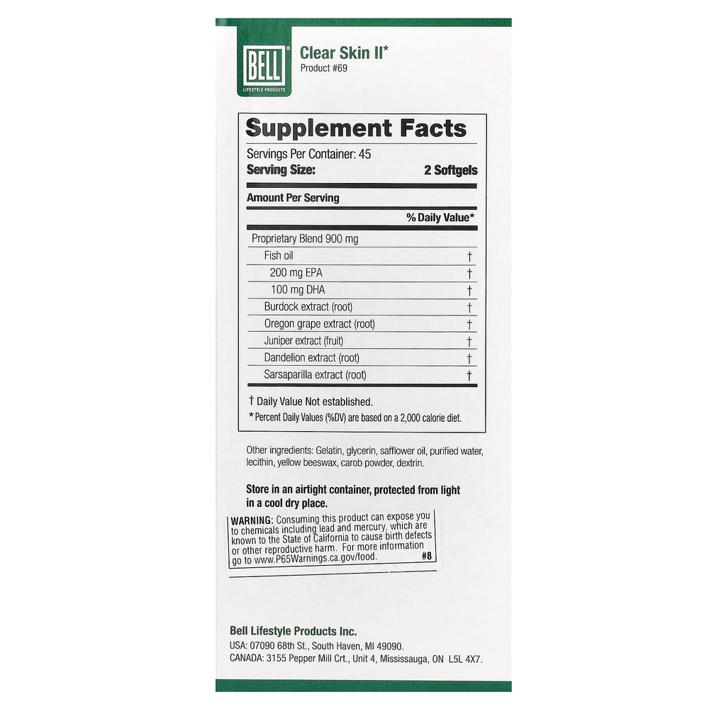 Bell Lifestyle, Clear Skin II, 90 мягких таблеток