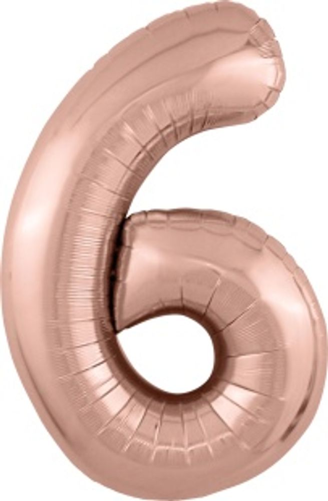 Agura Шар 40'' / 102 см "Цифра 6" Slim Розовое Золото (БГ-60)