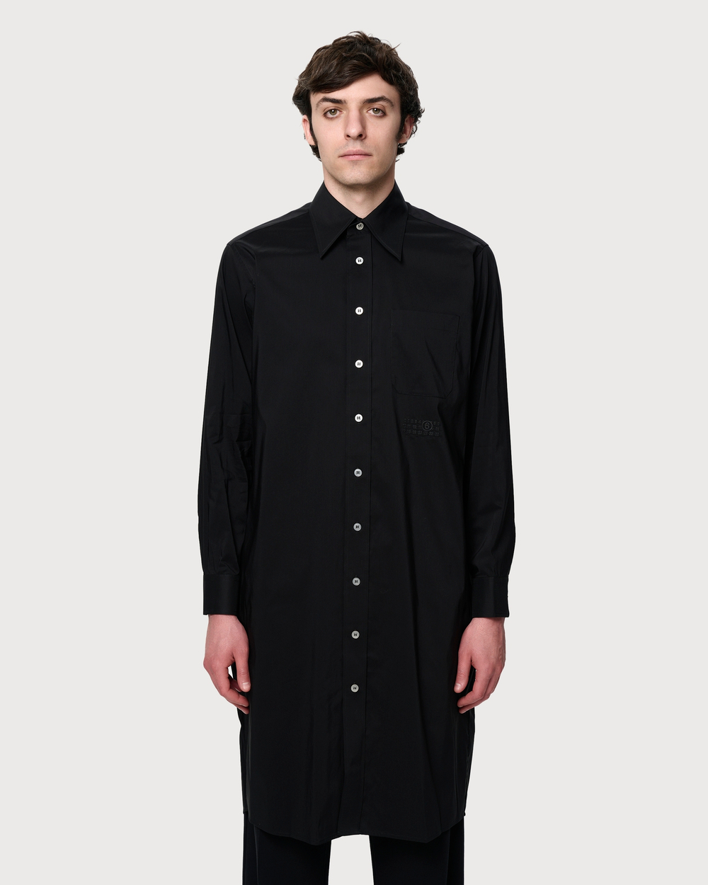 MM6 MAISON MARGIELA РУБАШКА МУЖСКАЯ ДЛИННАЯ С ПРИНТОМ НА СПИНЕ