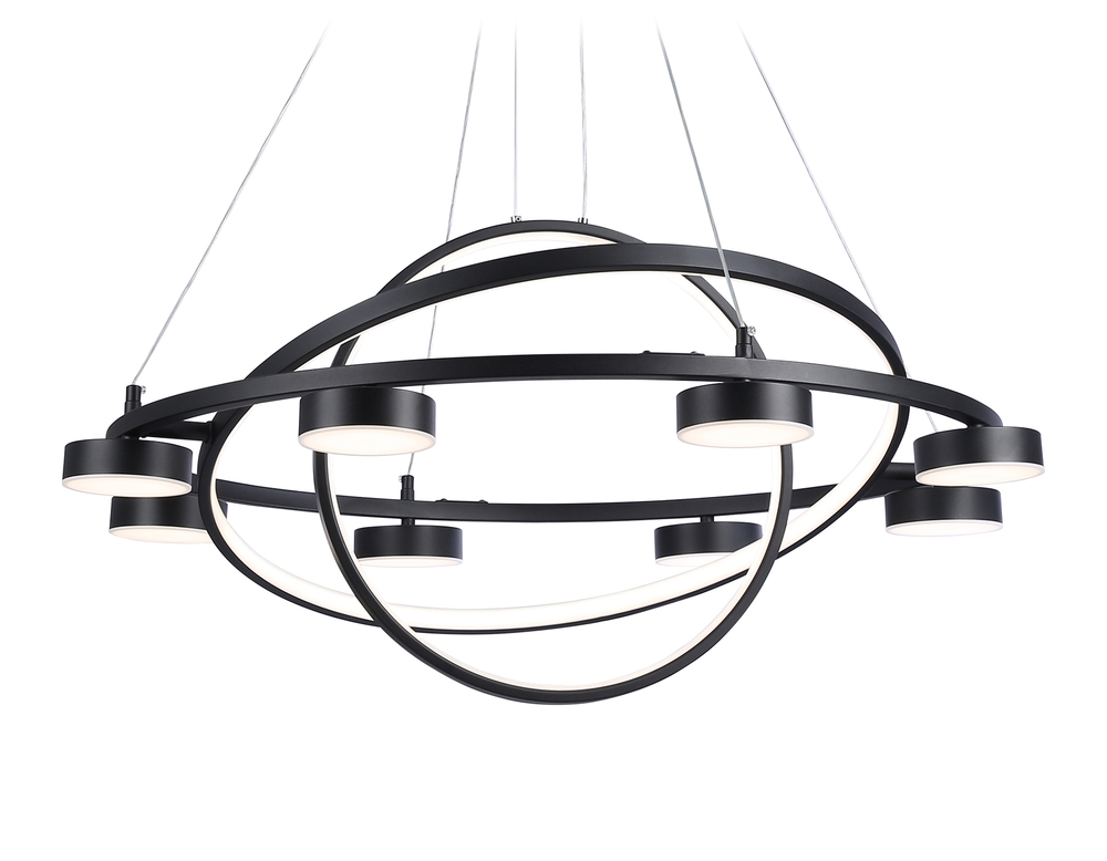 Светильник светодиодный подвесной с пультом FL51779/3+8 BK черный 3000K/4200K/6400K 112W D800/580/400*1200 (ПДУ ИК)