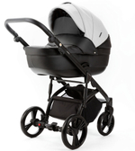 Детская коляска Adamex Lanti Deluxe 2 в 1 LN-SD01 (БЕЛ.КОЖА + ЧЕРН. КОЖА)