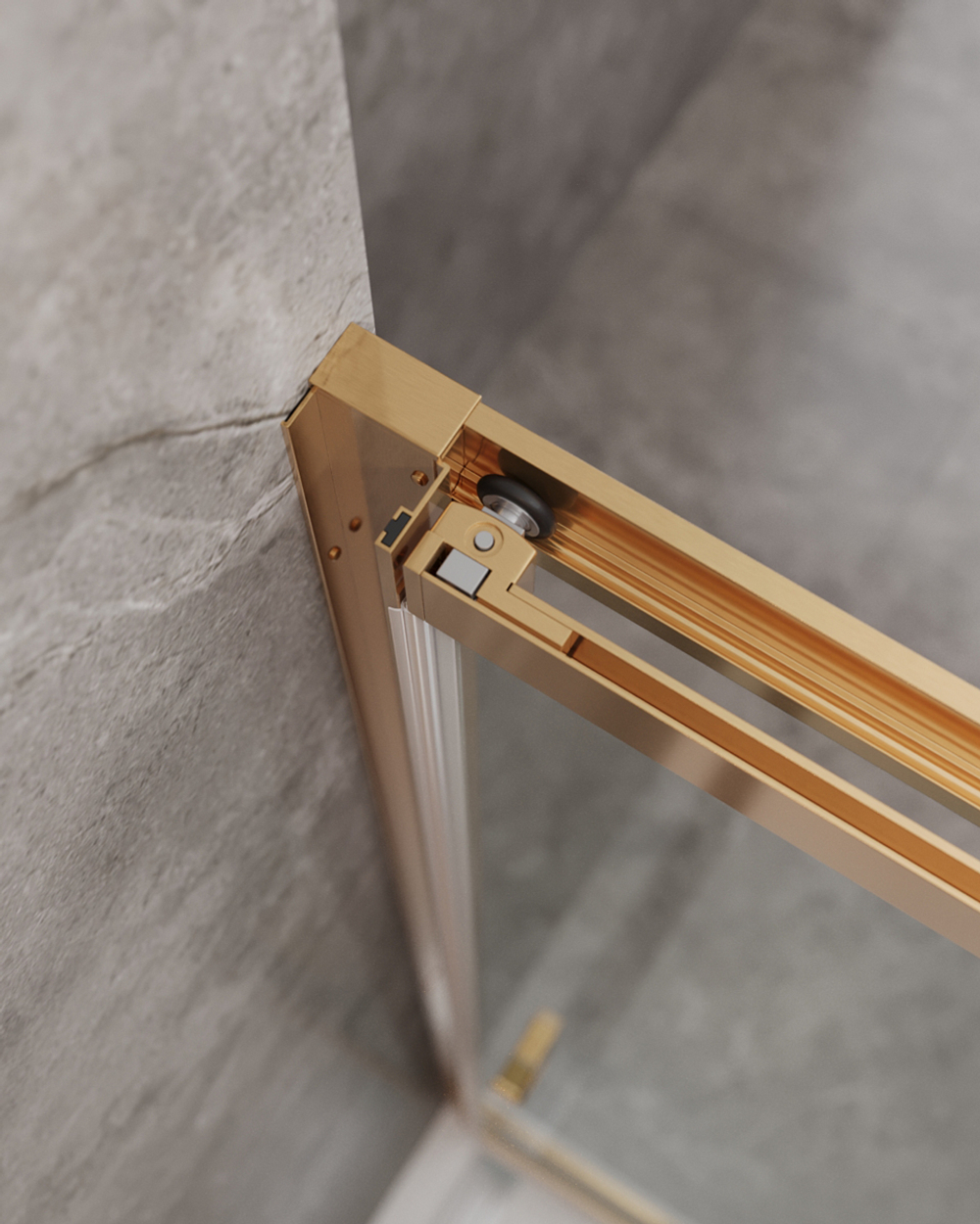 Душевая дверь CEZARES MOLVENO-BF-3-120-C-BORO-IV, 120х195, профиль брашированное золото, прозрачное стекло