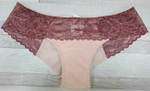 Трусики-бразилиана выполнены из кружева с люрексом (Размер: XXL) (Цвет: светло-бордовый)