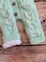 Комбинезон вязаный меховой капюшон с помпоном  "АйШах" (штанишки) (Цвет: Фиолетовый, Размер: 26)