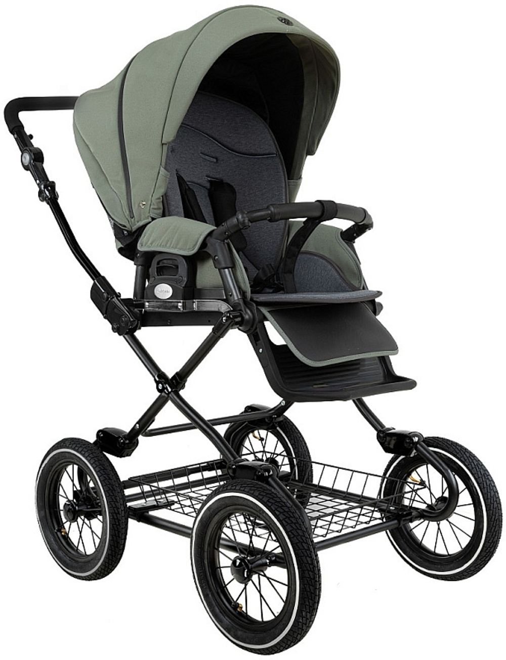 Детская коляска Roan Bass Next Classic d12 2.0 2 в 1 BNC/82/2 Sage Green/Black/руч.Black