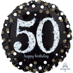 Шар Фольгированный Sparkling Birthday 50 (Черный)