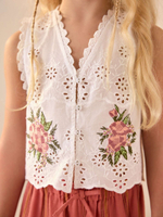 Блуза без рукавов с вышивкой для девочки Next AD6-051, Белый