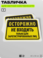 Табличка для частной территории "Осторожно, не входить", на дом, для участка, организаций и частных территорий, предупреждающая, 40х30 см, Silver Plane x Айдентика Технолоджи