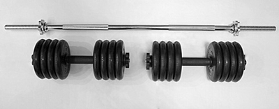 Комплект 2 гантели и гриф прямой общий вес 50 кг арт2