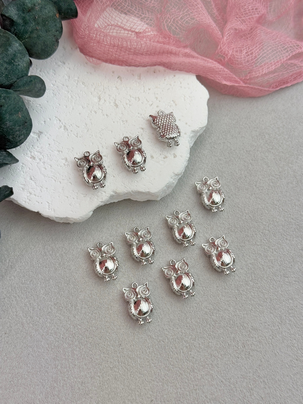 Подвеска "Совушка" родий, 13*10 мм