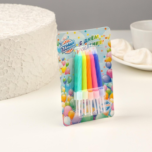 Свечи для торта "Неон", МИКС, 7 см 10 шт