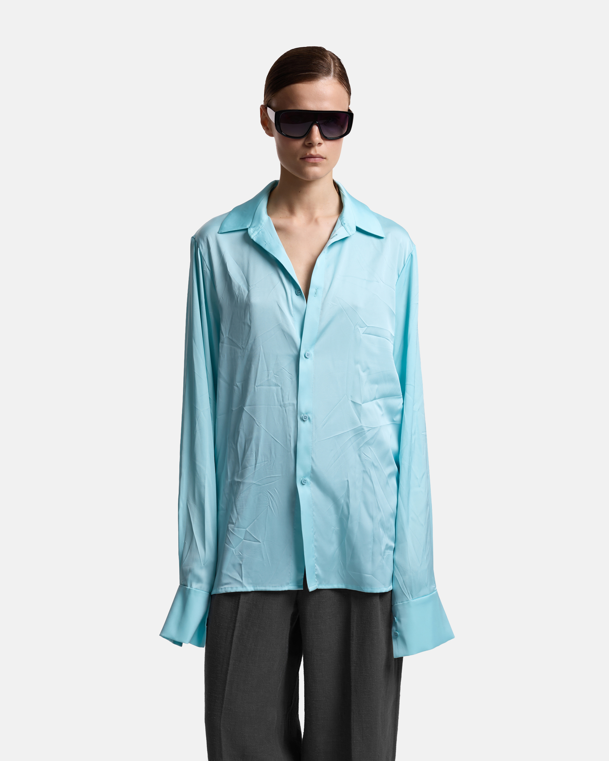 РУБАШКА С ЗАМЯТОСТЯМИ ИЗ САТИНА