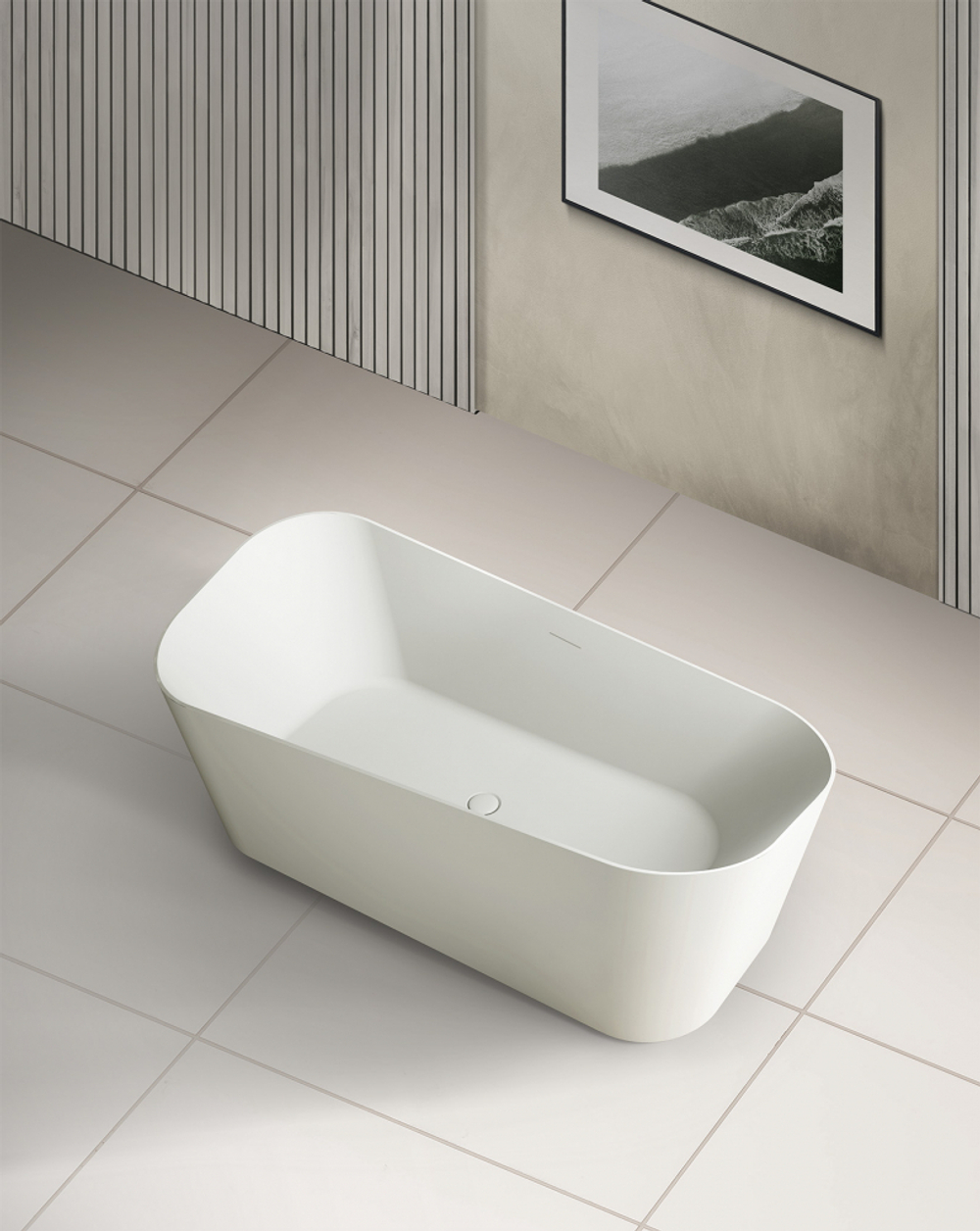 Ванна из искусственного камня ABBER Stein AS9609 белая матовая  170x75 см