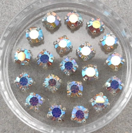 Шатоны Preciosa MAXIMA в оправах, Light Sapphire Opal AB/Silver