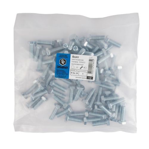 Болт М8х25 мм с шестигранной головкой DIN 933 кл 5,8