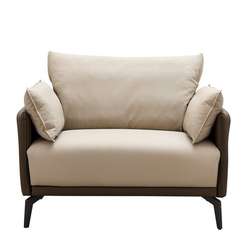 Кресло Dako, натуральная кожа, бежевый, коричневый